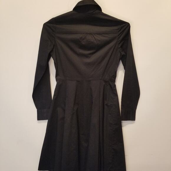 The Limited Black Button Front Skater Dress Collared Long Sleeve Size 0 - Picture 13 of 13